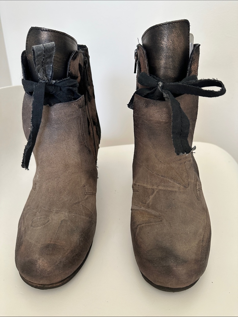 Women's Brown Leather Lace-Up Ankle Boots